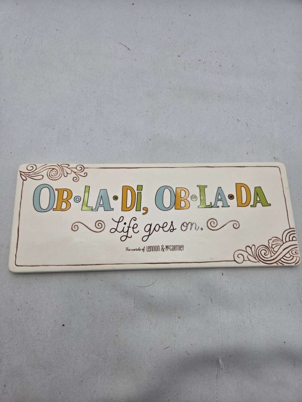 The Beatles Ob-La-Di Ob-La-Da Wall Plaque Sign Hallmark Ceramic Lennon McCartney